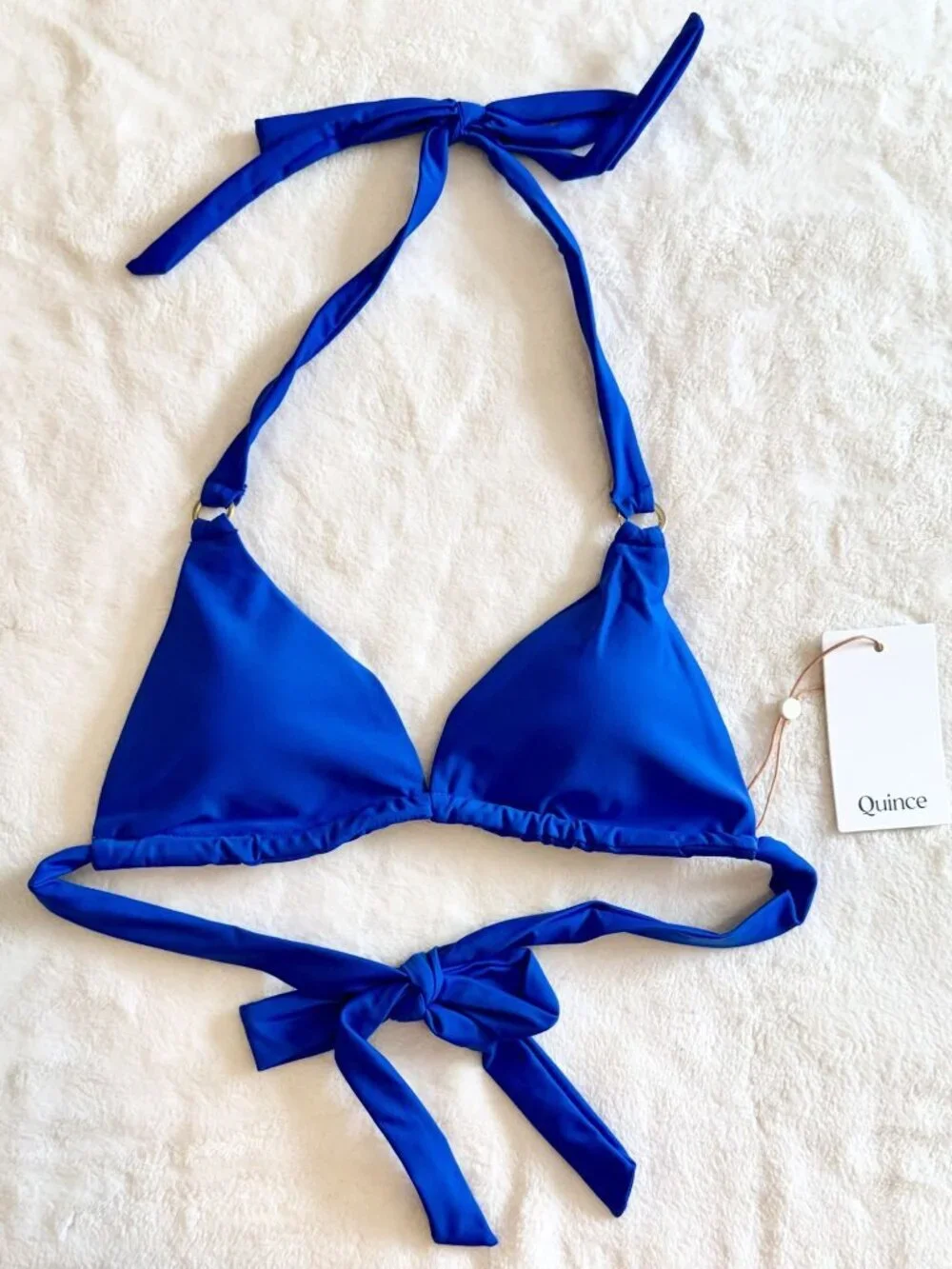 NWT Quince Italian Full Coverage Ring Triangle Bikini Top in Electric Blue - S